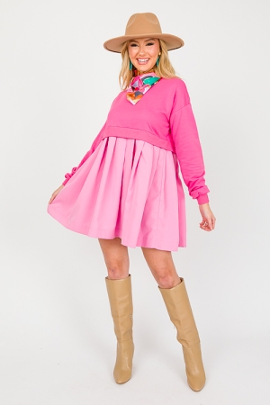 Contrast Dress, Pink