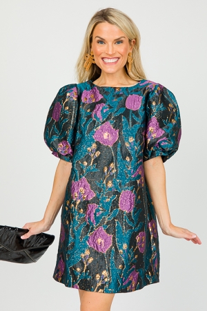 Brocade Floral Dress, Black