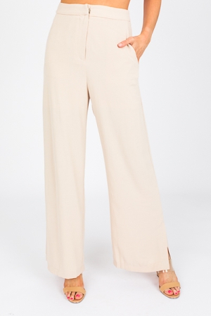 Side Slit Trousers, Taupe