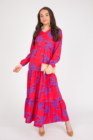 Japanese Blossoms Maxi, Red