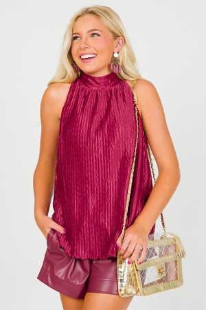 Textured Halter Tank, Brick