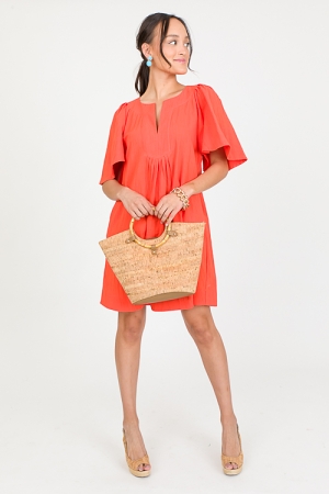 Perfectly Pleated Dress, Tangerine