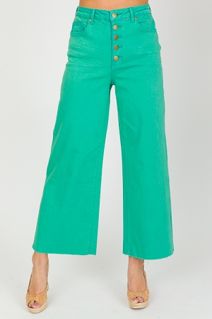 Jen Button Fly Jeans, Green