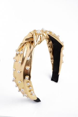 Knotted Pearl Headband, Gold