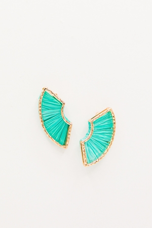 Fan Raffia Earrings, Mint