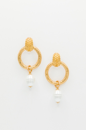 Glass Pearl Door Knocker Earring
