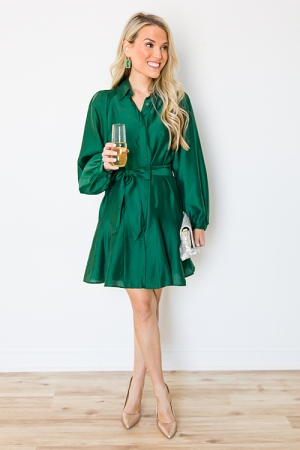 Twisted Reality Cowl Neck Mini Dress (Kelly Green)