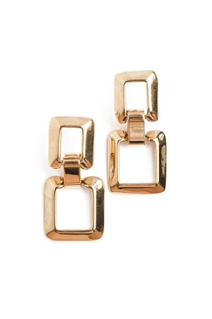 Square Drop Earring, Gold