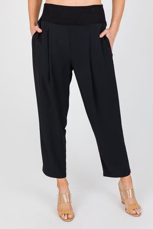 Rib Waist Pants, Black