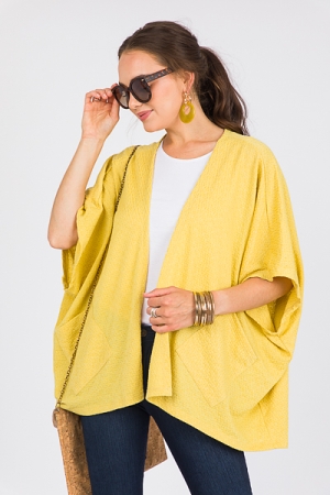 Open Front Pocket Cardi, Yellow