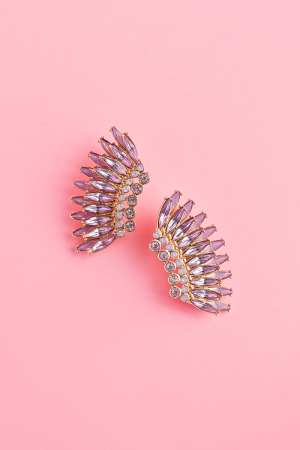 Crystal Wing Earrings, Lavender
