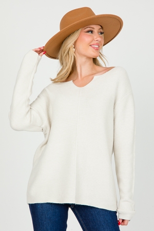 Notch Neck Sweater, Urban Grey